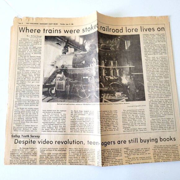 June 19, 1986 Daily Intelligencer Article Montgomery County Record Train Article - Picture 1 of 1